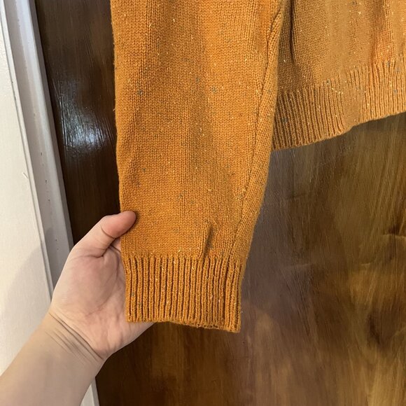 ModCloth Womens 1X Cardigan Sweater Orange Speckled Knit 100% Cotton Button Fron - Picture 3 of 7